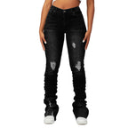 High Waist Women's Clothing Denim Bell-bottom Pants