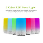 1Pc Mini Cool Mist Humidifier Ultrasonic Aroma Essential Oil Diffuser With 7 Color LED Lights 4 Timer Settings For Office Home Room Vehicle Study Yoga Spa
