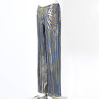 Gilding Jeans Slant Buckle Waist Stitching Strip Brush Silver Powder Craft