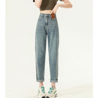 High Waist Straight Harem Jeans Women