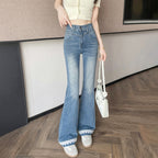 Lace Denim Bell Bottom Pants For Women