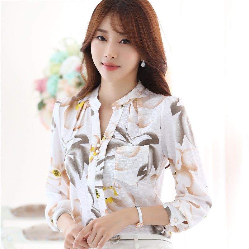 Women's Korean-style Long-sleeved Chiffon Shirt